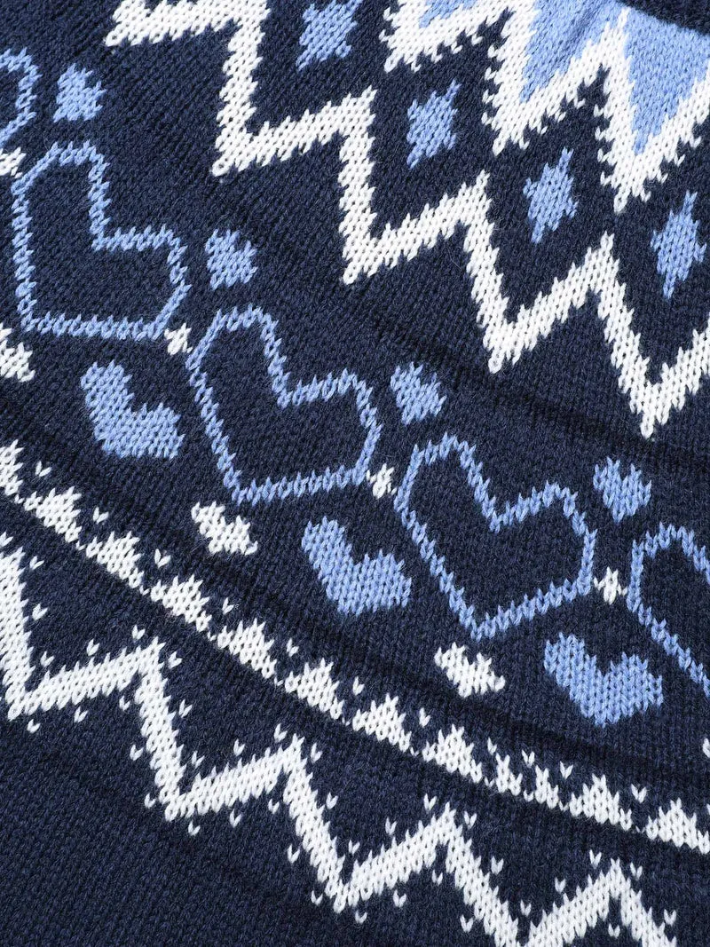 Fair Isle Yoke Pattern Crew-Neck Pullover