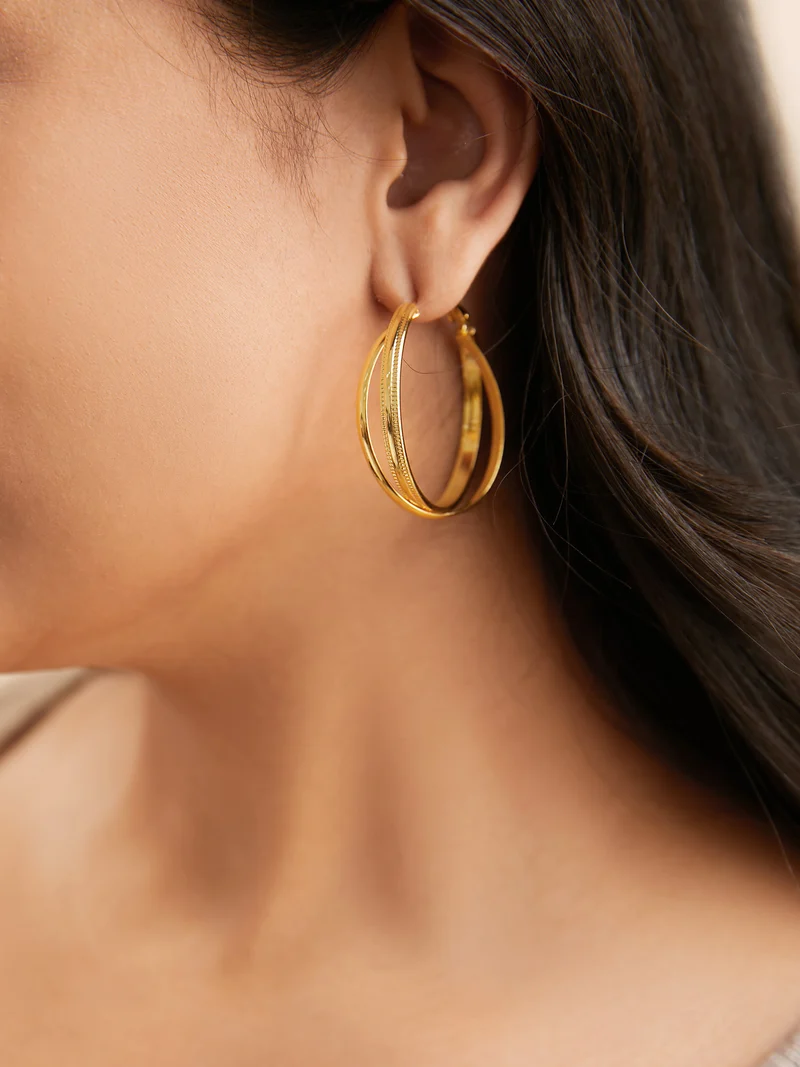 Twisted Gold Hoop Earrings