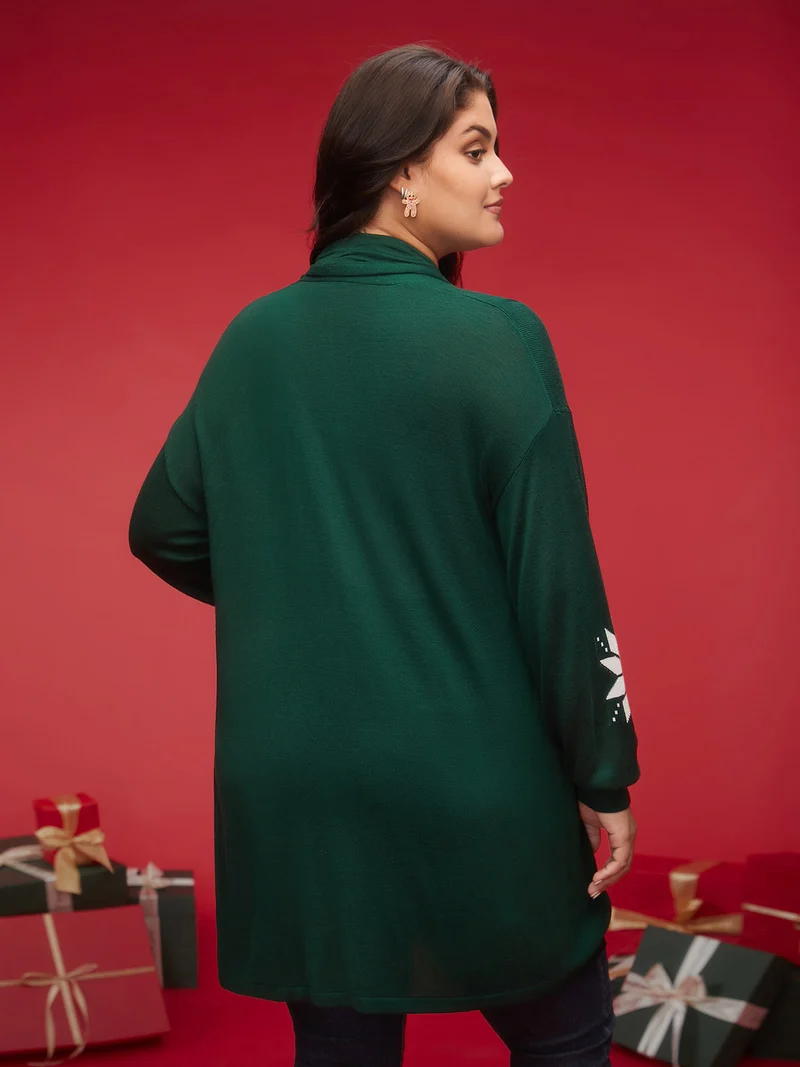 Supersoft Essentials Winter Tale Puffy Sleeves Open Cardigan