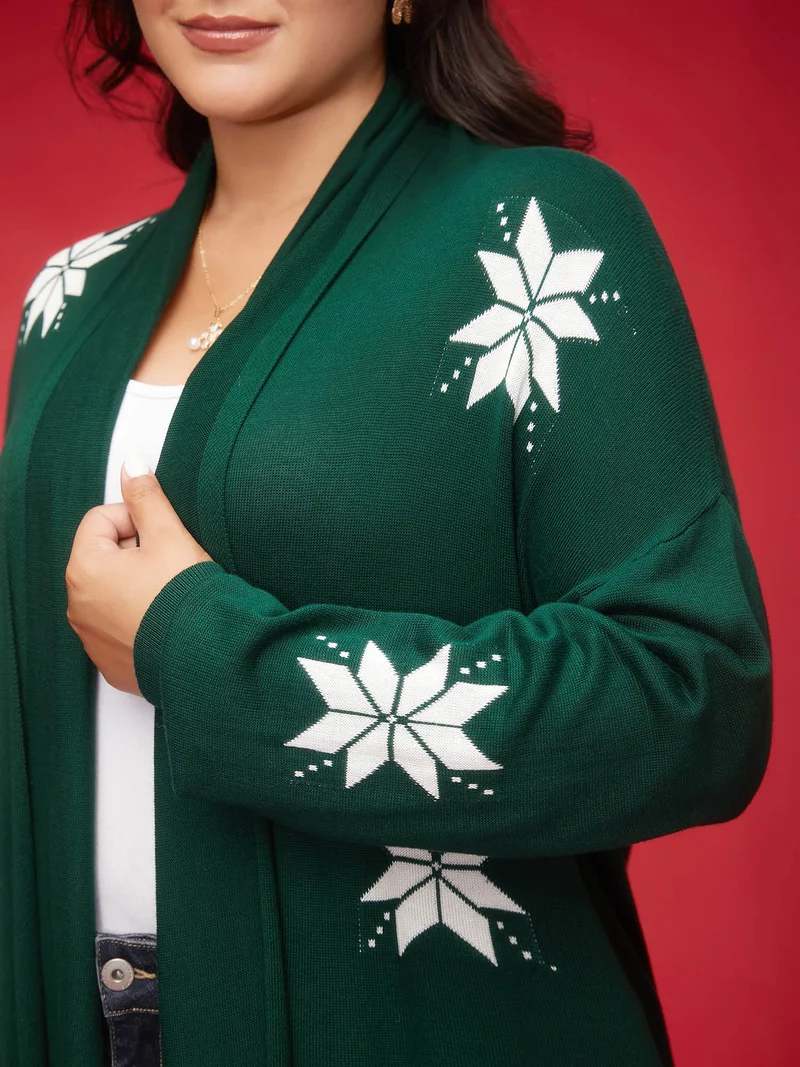 Supersoft Essentials Winter Tale Puffy Sleeves Open Cardigan