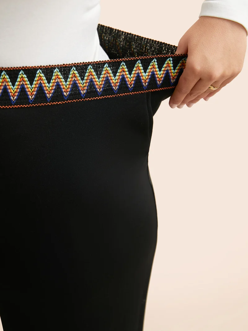 Geometric Contrast Patchwork Wide Leg Pants