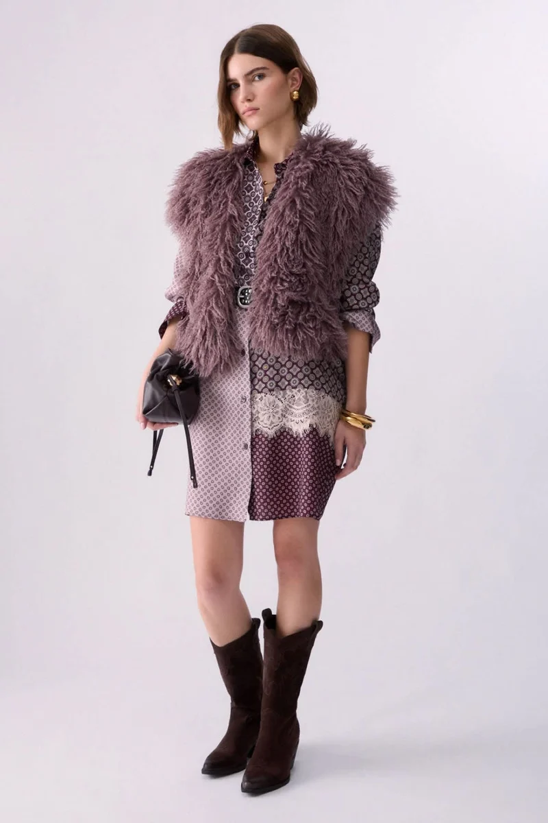 Robe chemise courte imprimée avec ceinture