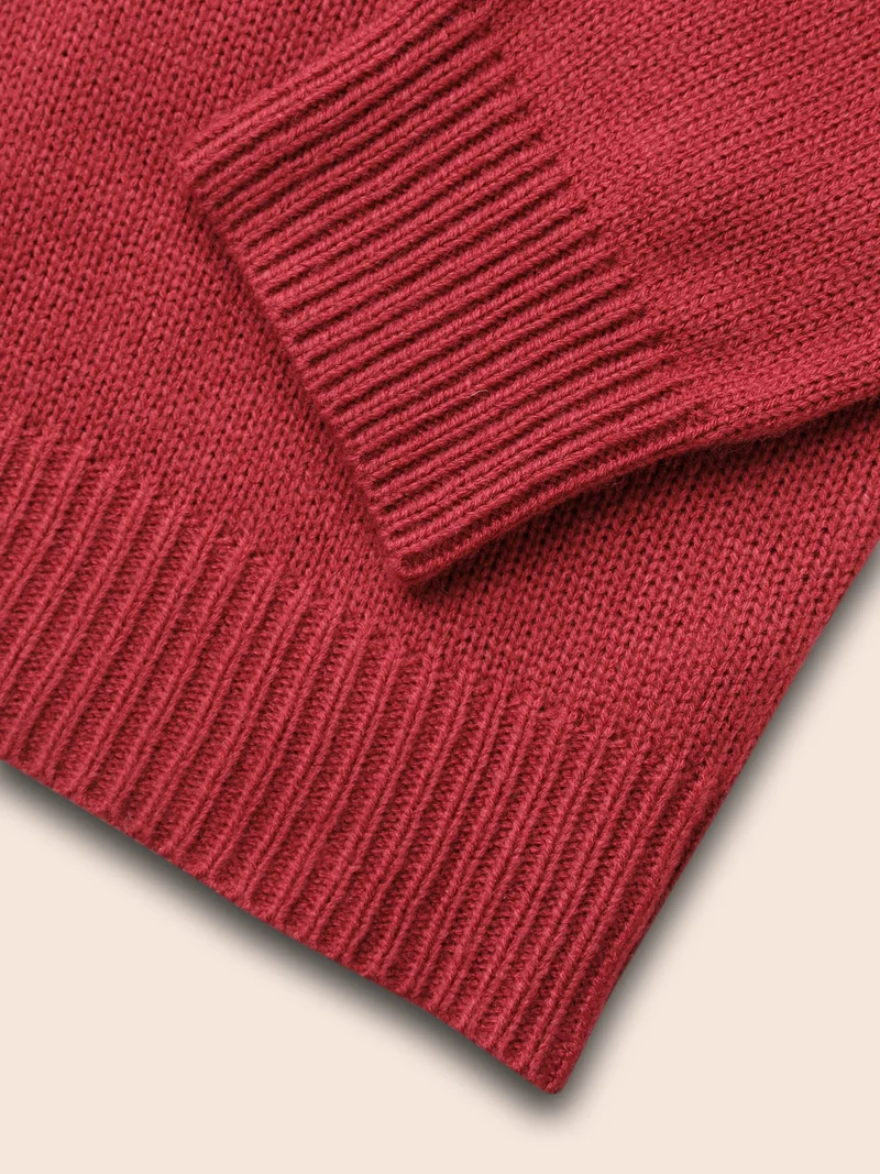 Fuzzy Reindeer Motif Crew-Neck Pullover
