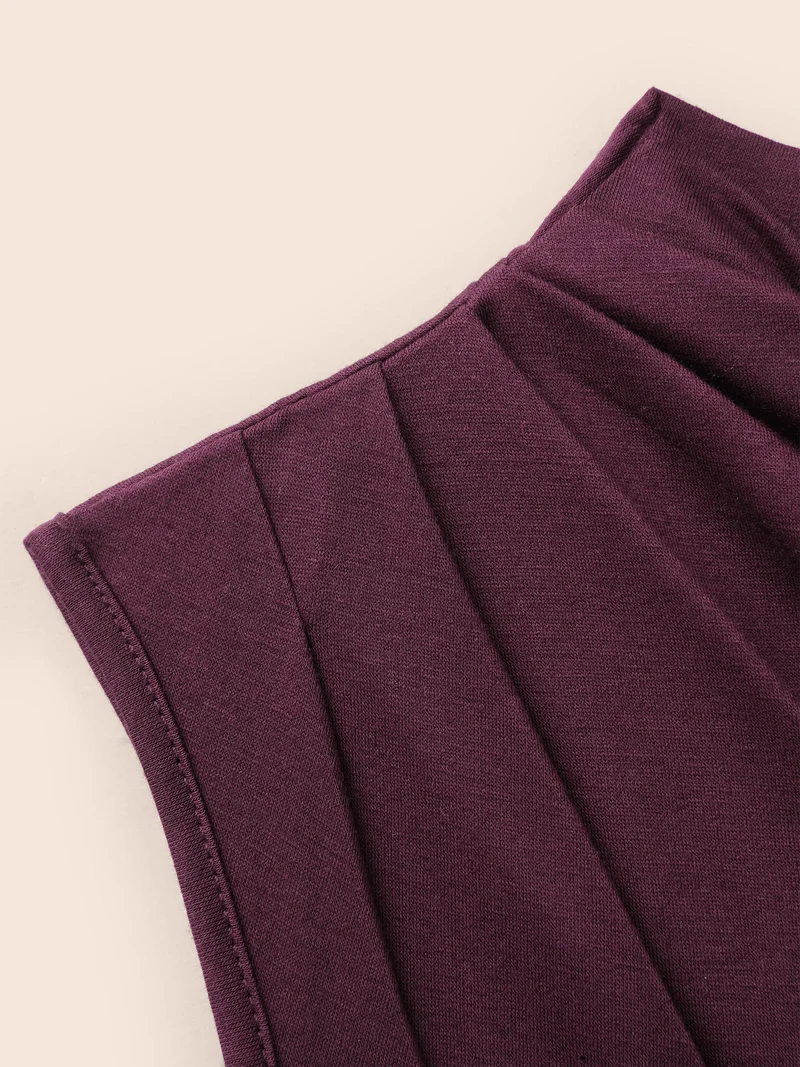 Solid Cowl Neck Pleated Tank Top