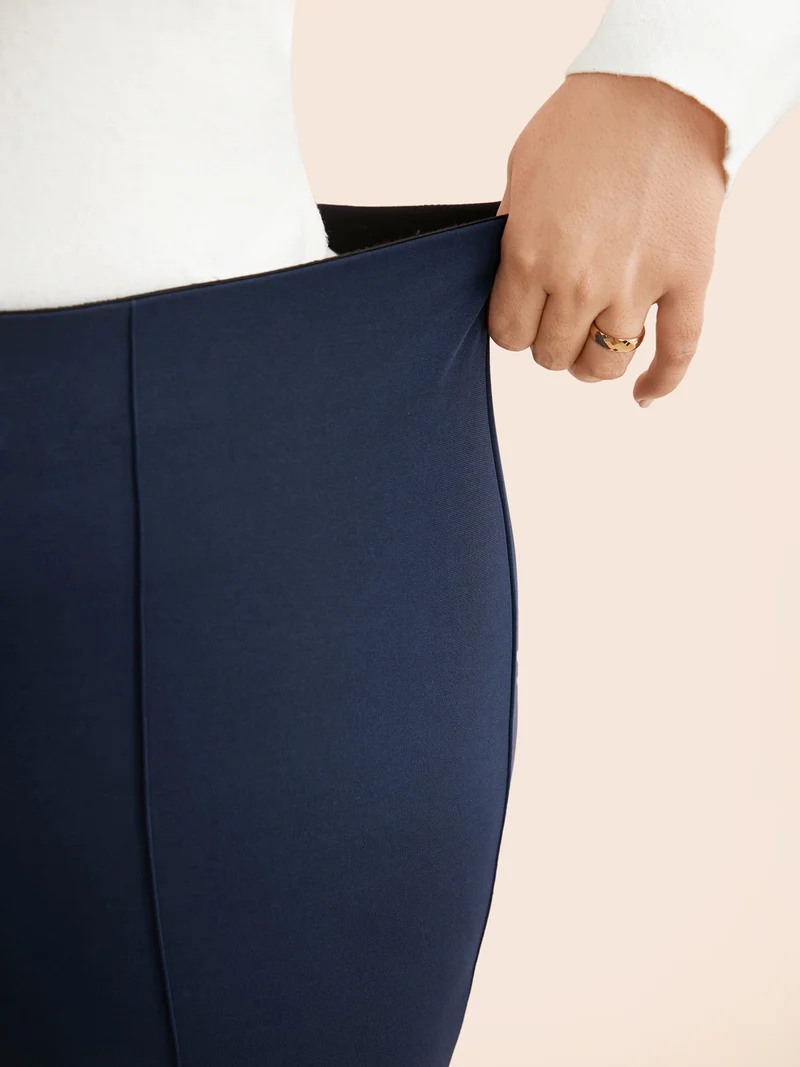 Mid Rise Slit Hem Bootcut Pants