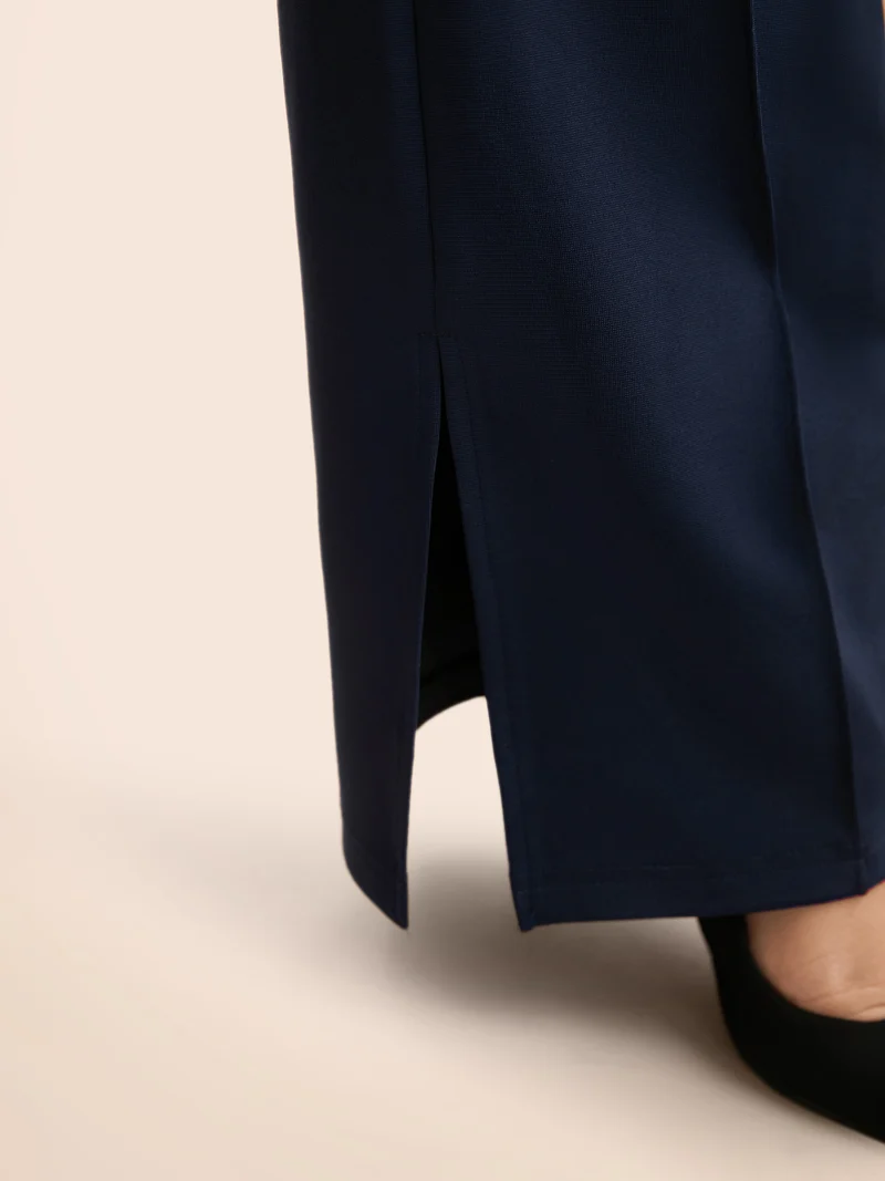 Mid Rise Slit Hem Bootcut Pants