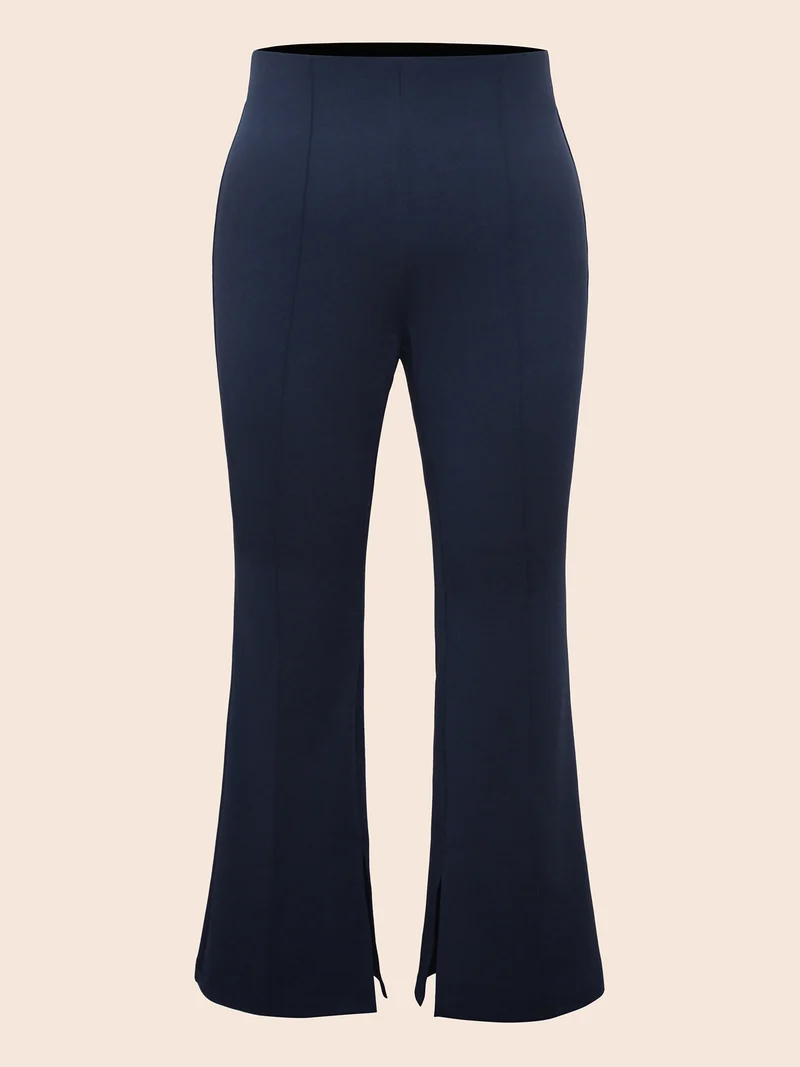 Mid Rise Slit Hem Bootcut Pants