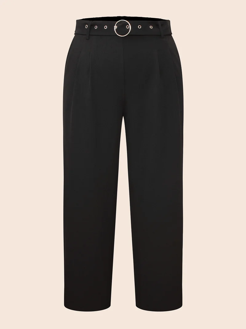 Mid Rise Belted Wide Leg Pants