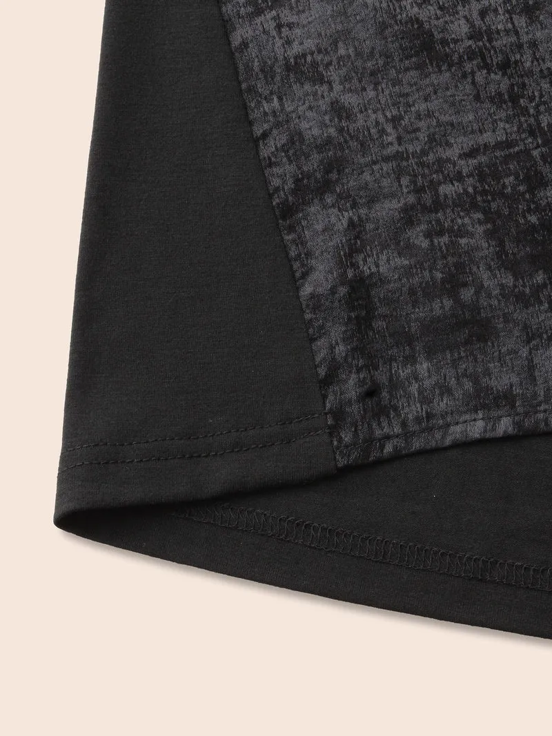 V Neck Metal Texture Patchwork Tank Top