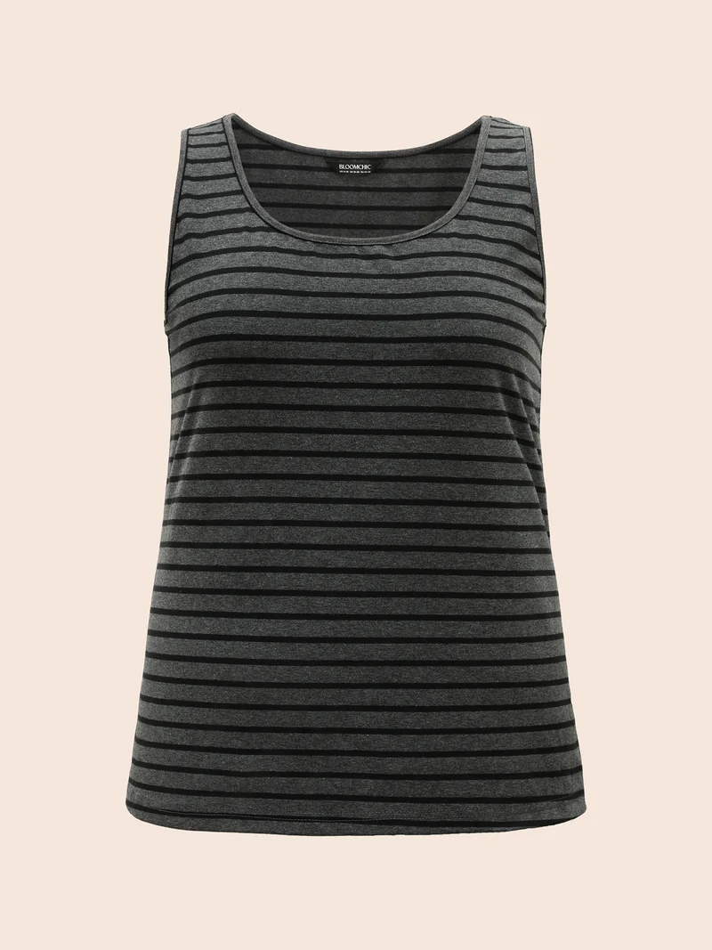 Square Neck Striped Texture Tank Top