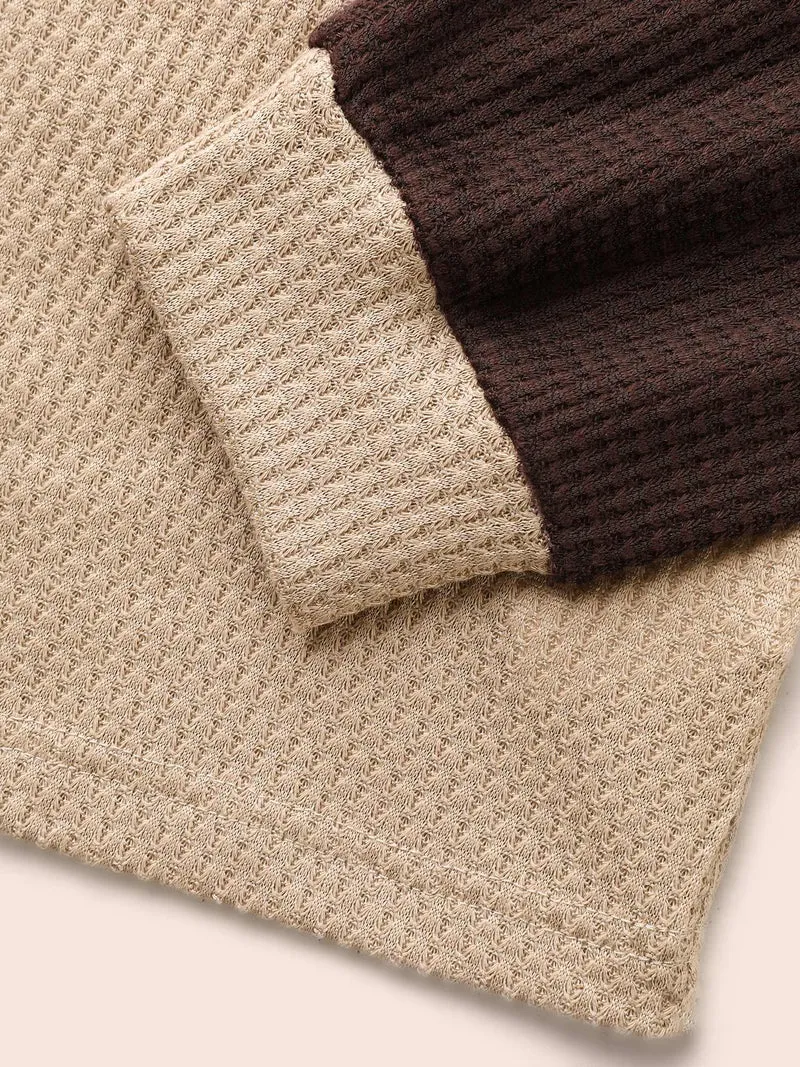 Waffle Knit Contrast Raglan Sleeve T-shirt