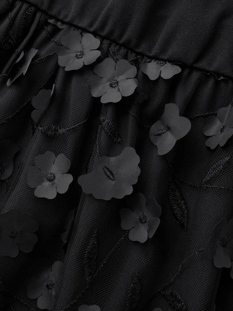Round Neck Textured Mesh Patchwork Dress