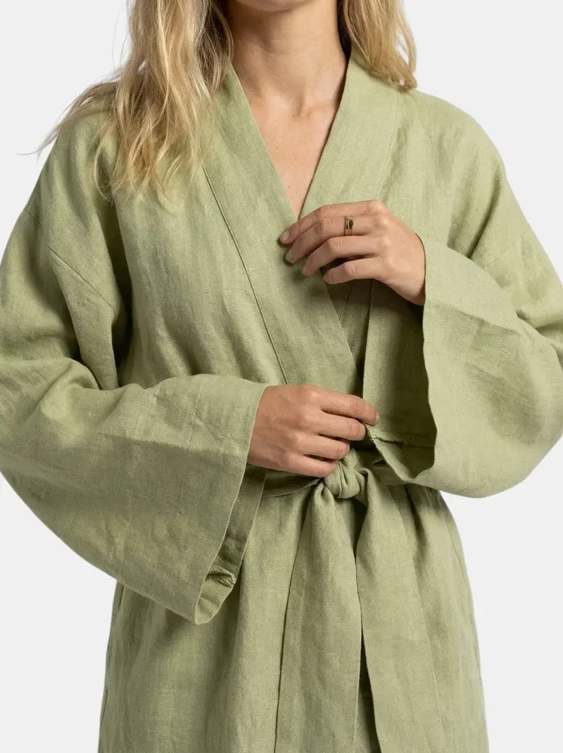 Women's Breathable Linen Kimono Dress | Airy Bohemian Summer Outfit
