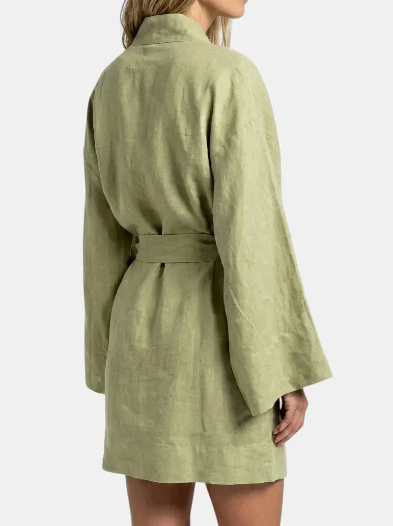 Women's Breathable Linen Kimono Dress | Airy Bohemian Summer Outfit