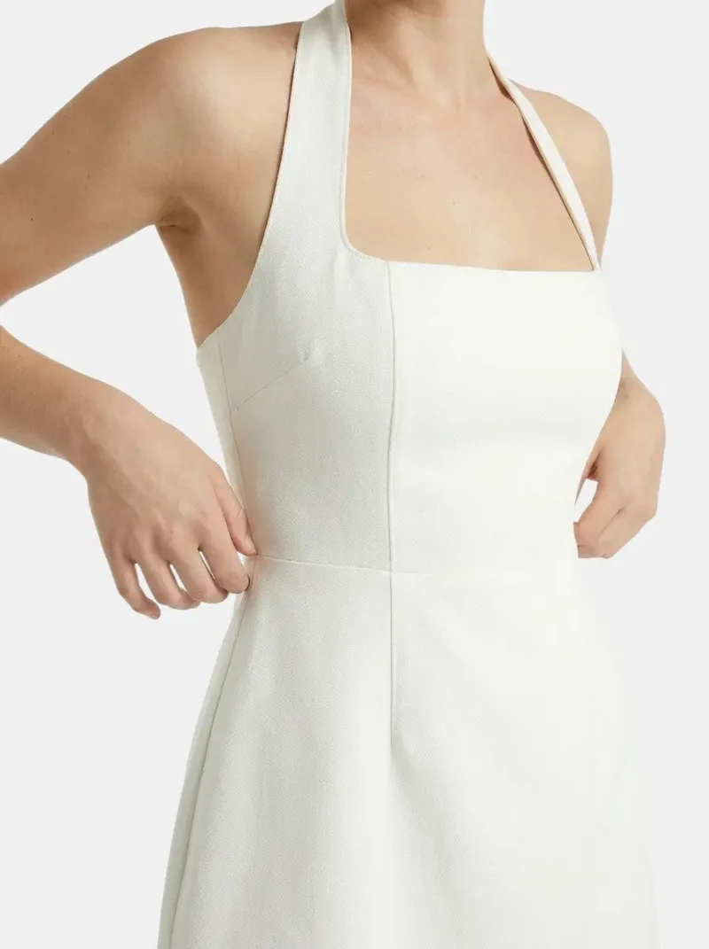 Women's Soft Woven Halter Mini Dress | Elegant A-Line Summer Cocktail Dress