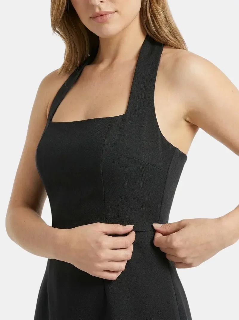 Women's Soft Woven Halter Mini Dress | Elegant A-Line Summer Cocktail Dress