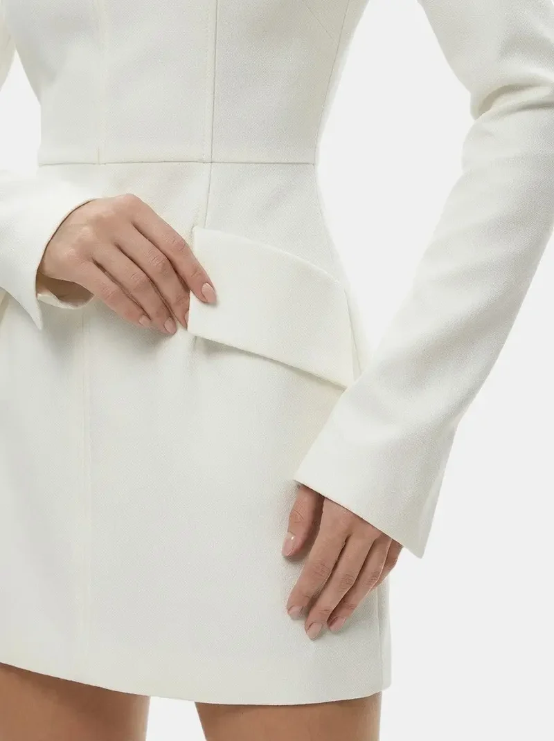 Women's High-Quality Fabric Mini Dress | Elegant Long Sleeve Cocktail Dress for Colder Months