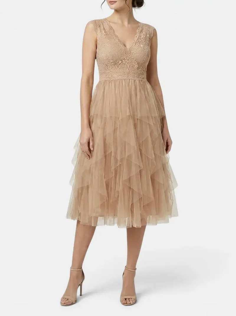 Women's Lightweight Chiffon Mini Cocktail Dress | Elegant Ruffled Party Dress