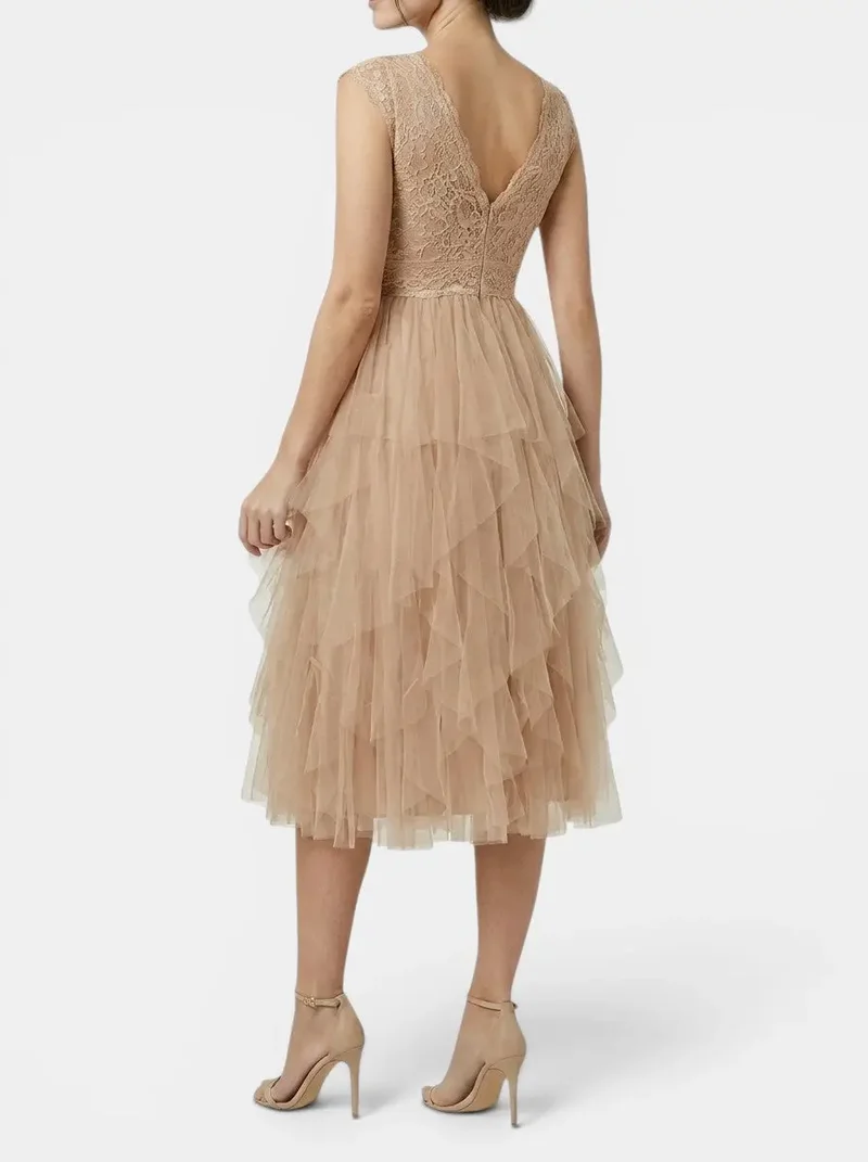 Women's Lightweight Chiffon Mini Cocktail Dress | Elegant Ruffled Party Dress