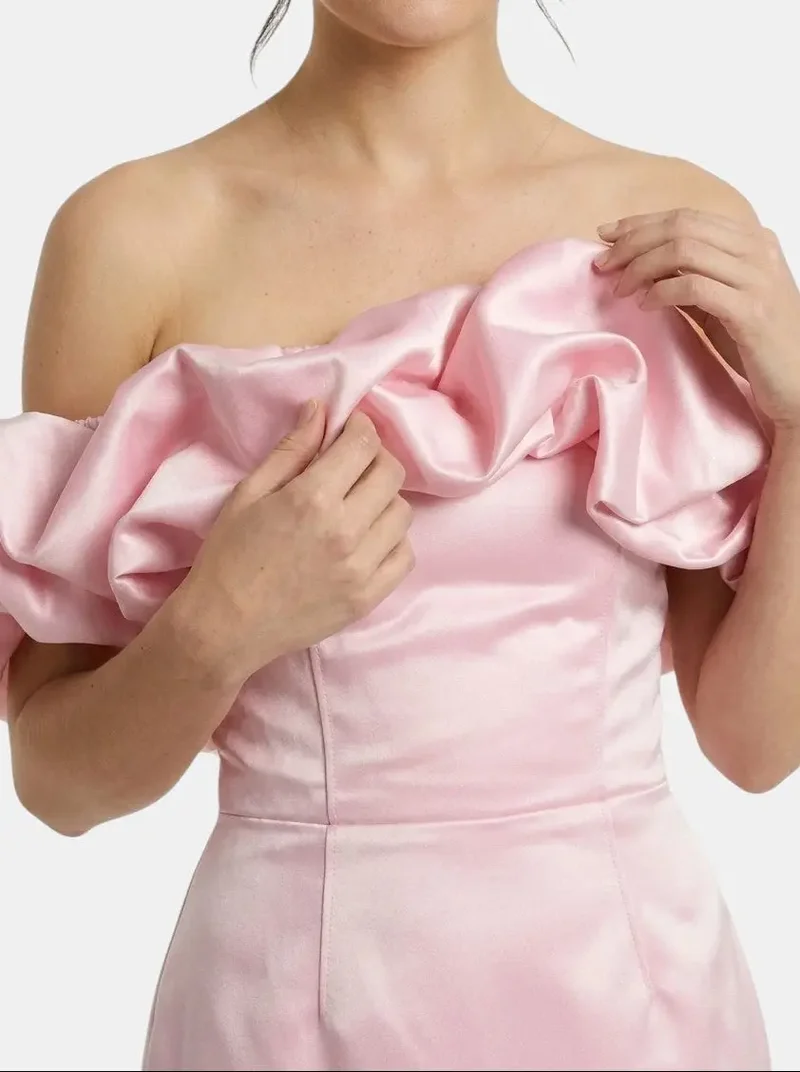 Women's Satin Off-Shoulder Mini Dress | Elegant Ruffled Cocktail Wear for Summer