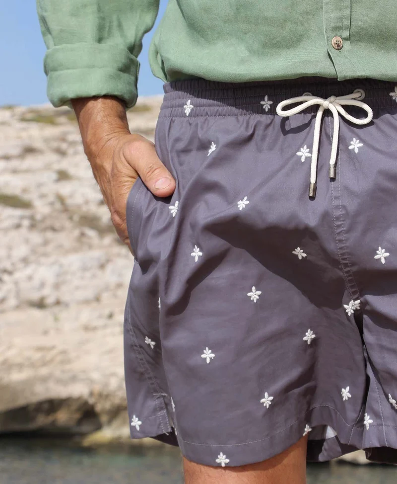 Short de bain recyclé brodé Indianaires