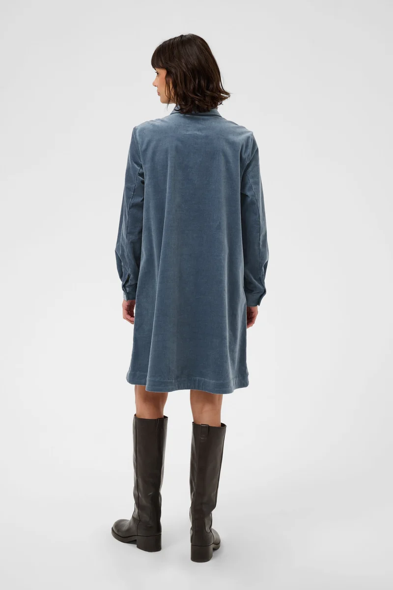 Robe courte en velours côtelé à col chemise Corintha