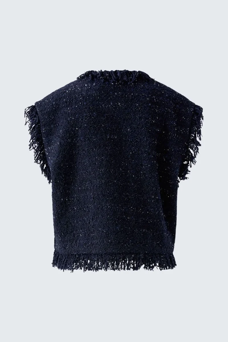 Veste sans manches bouclée à franges