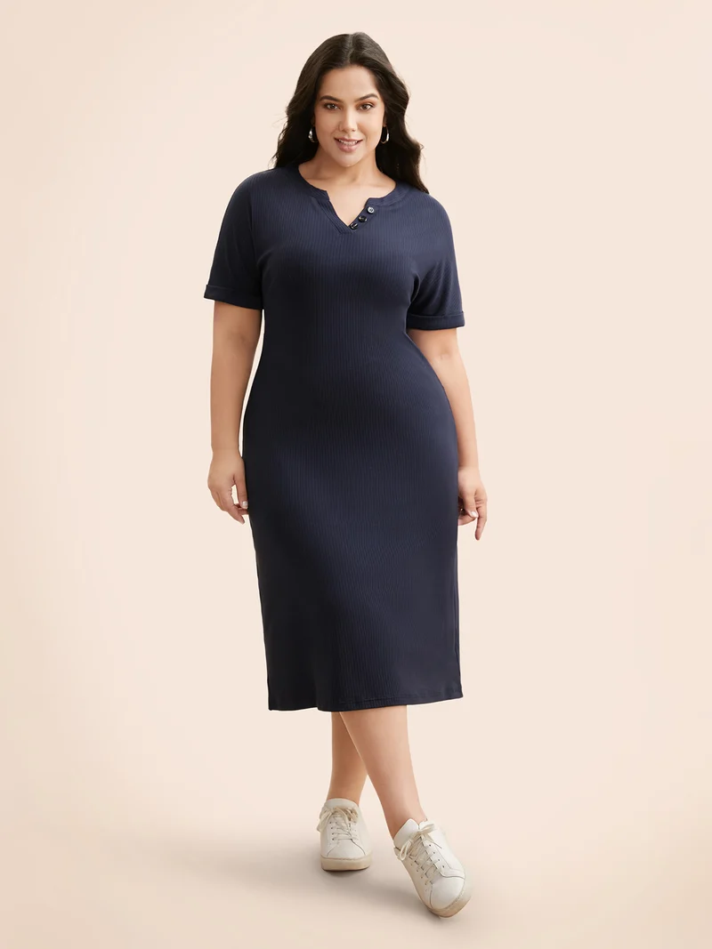 Supersoft Essentials Notched Neck Midi Dress