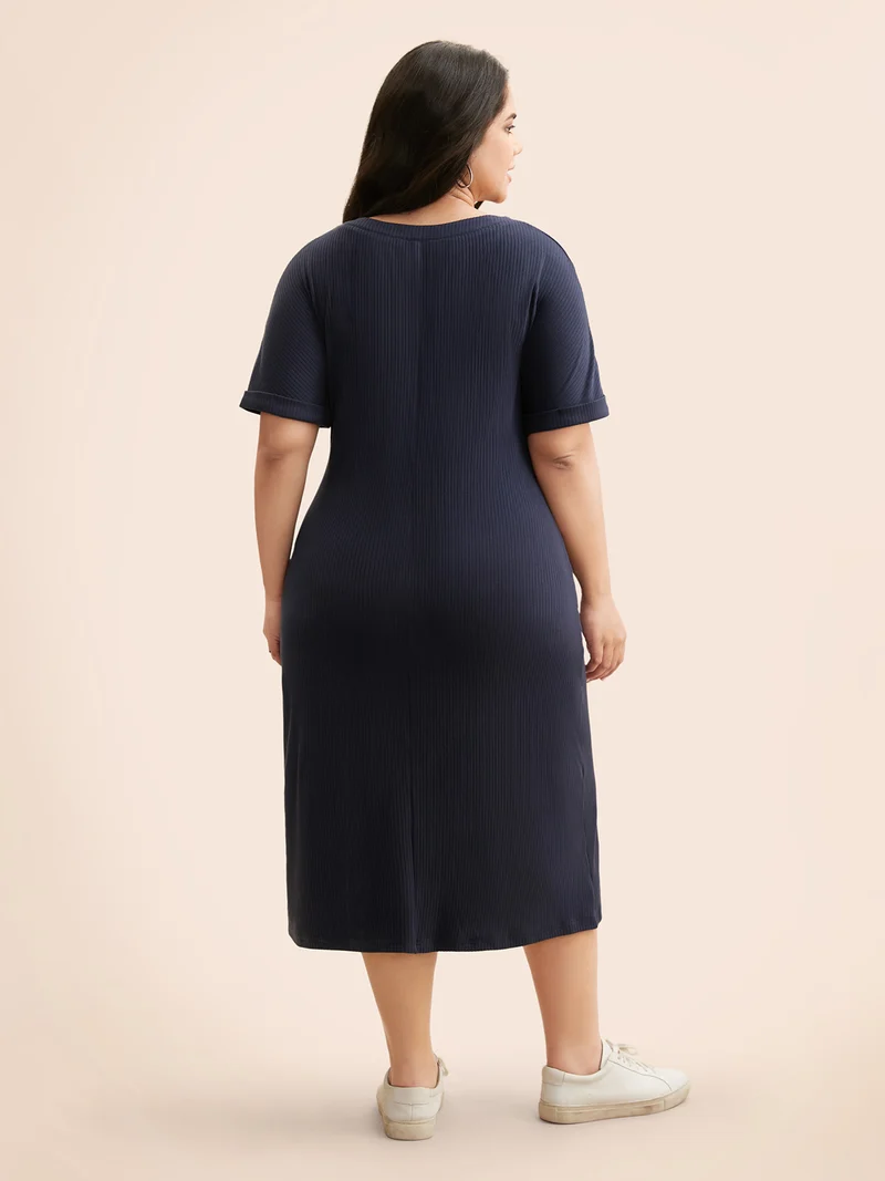 Supersoft Essentials Notched Neck Midi Dress