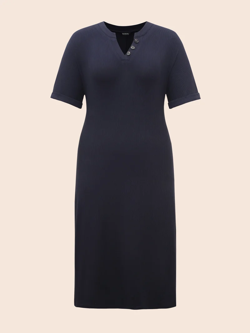 Supersoft Essentials Notched Neck Midi Dress