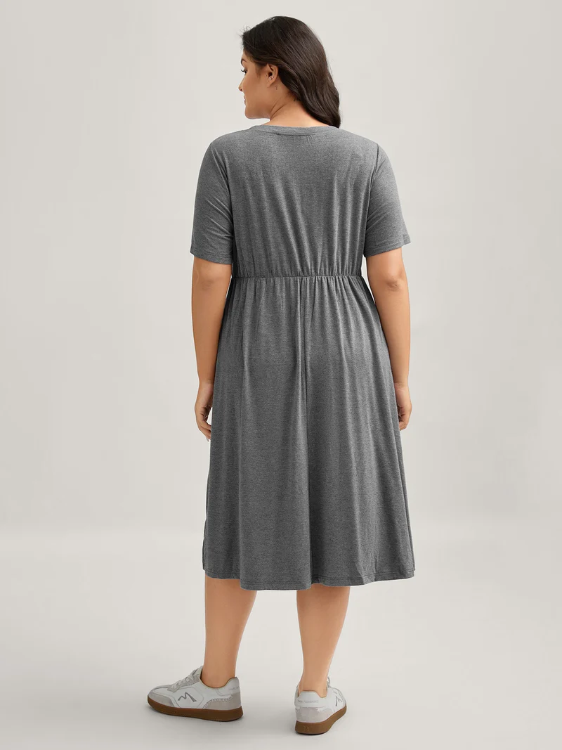Supersoft Gathered Bodice Midi Dress