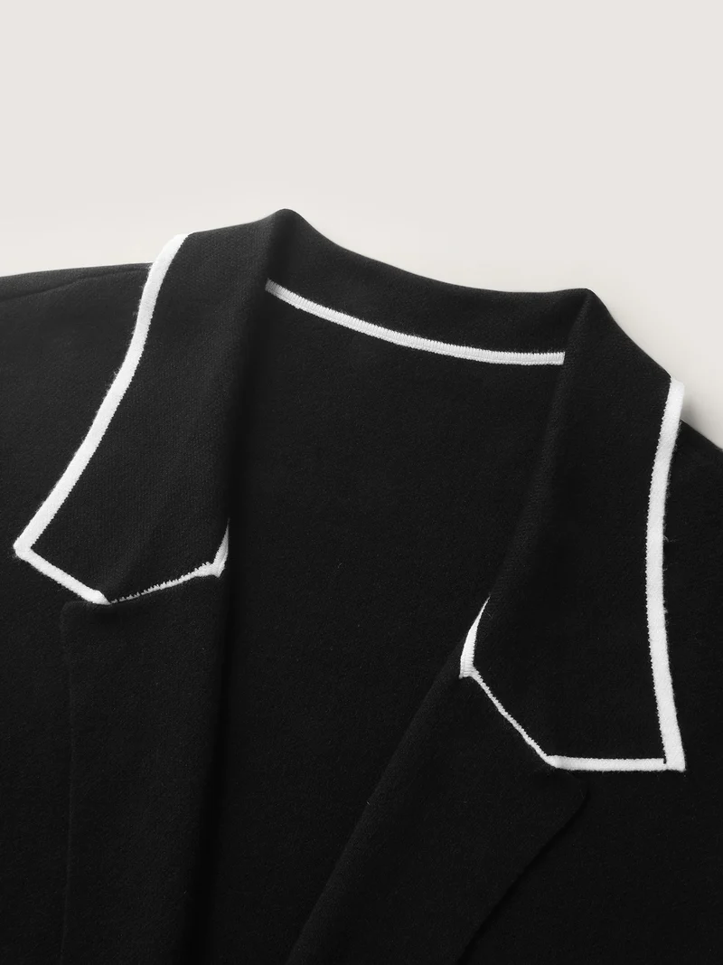 Supersoft Suit Collar Color Contrast Knit Vest