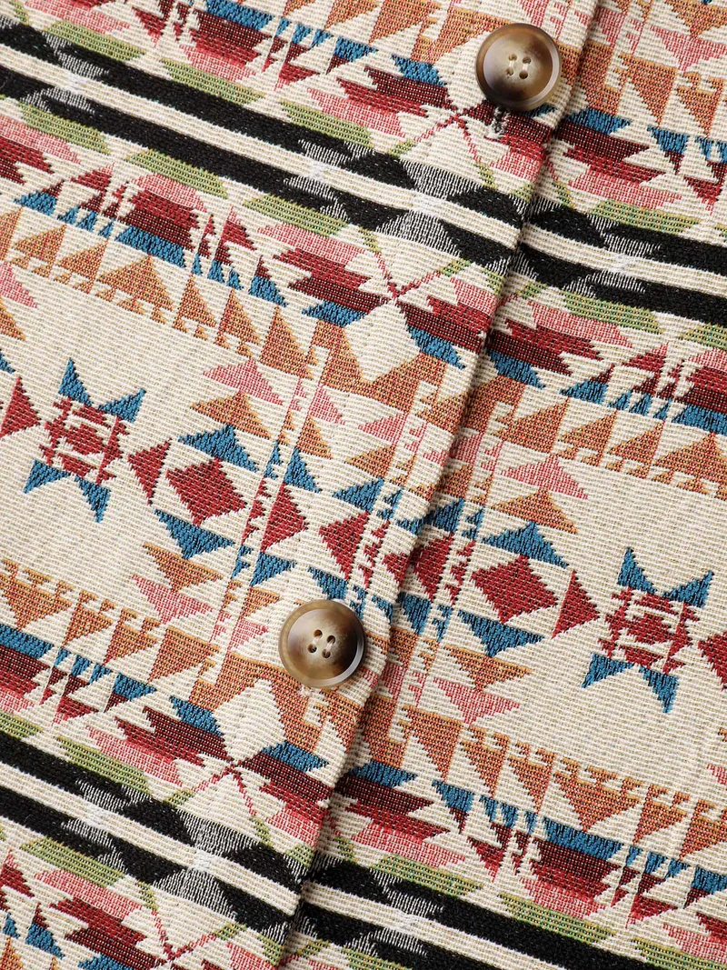 Boho Geometric Print Button Front Jacket