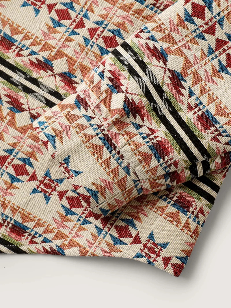 Boho Geometric Print Button Front Jacket