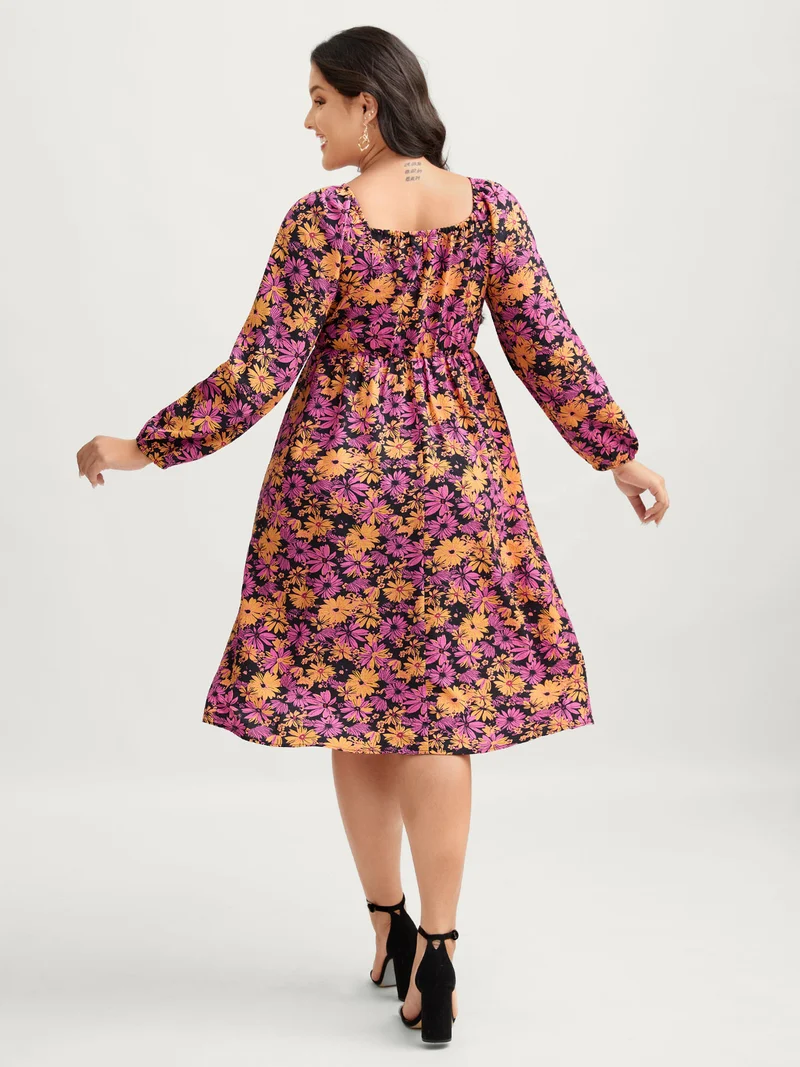 Floral Shirred Bust-Ease Midi Dress