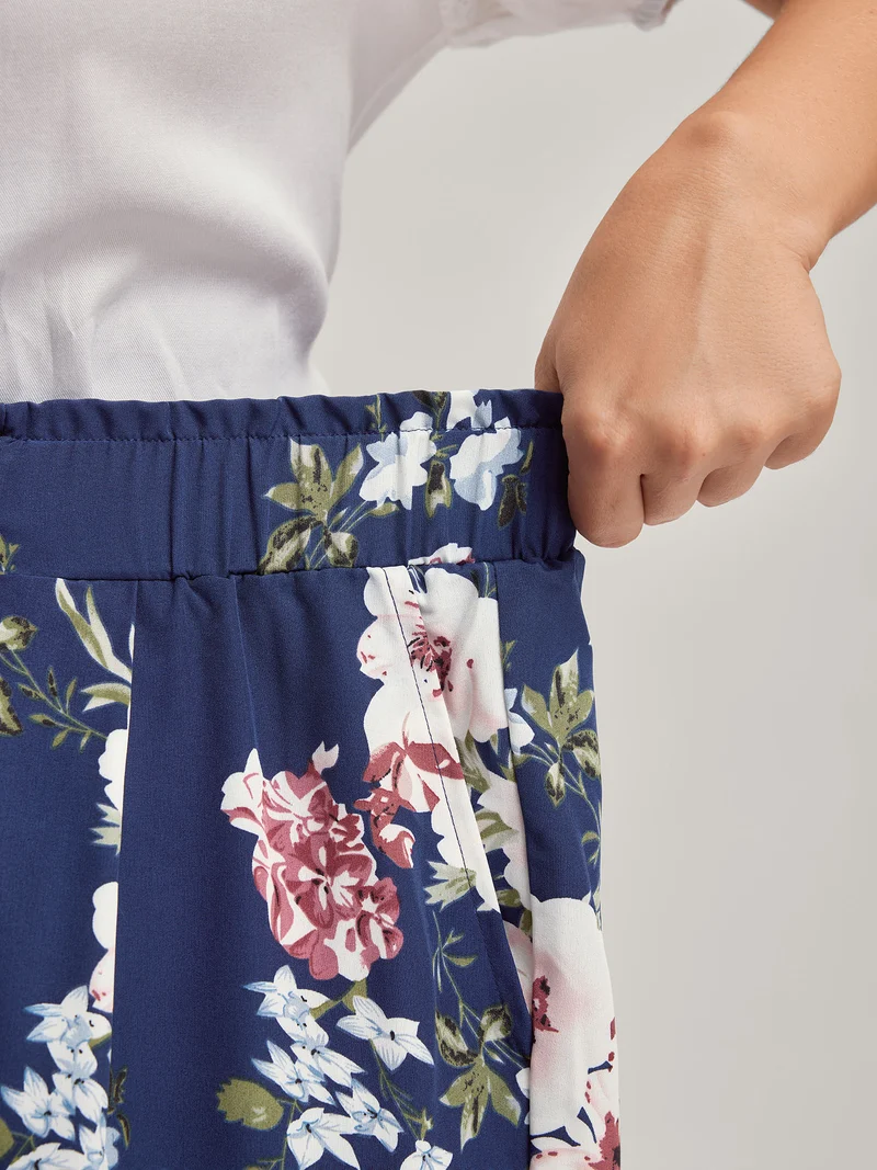 Large Floral Print Wide-Leg Pants