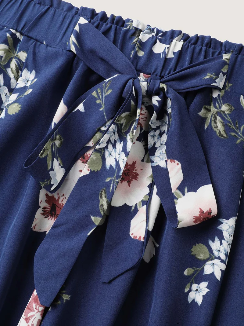 Large Floral Print Wide-Leg Pants