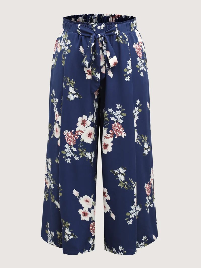 Large Floral Print Wide-Leg Pants