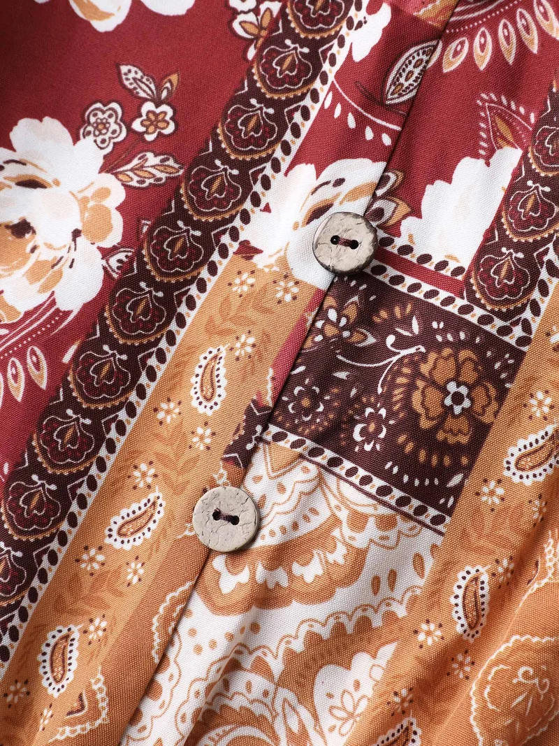 Floral Collage Split Side Pockets Maxi Dress