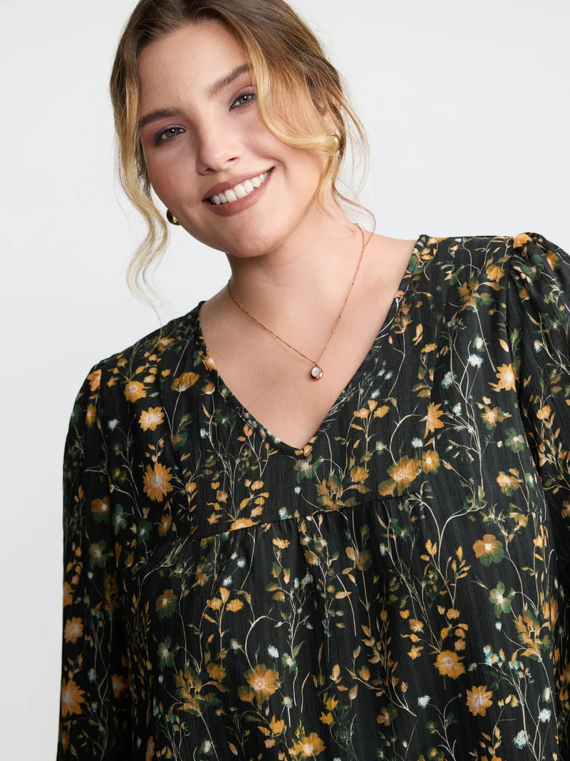 Floral Print Long Sleeve Blouse