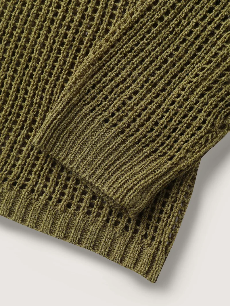 Textured Cut-Out Button Detail Cardigan