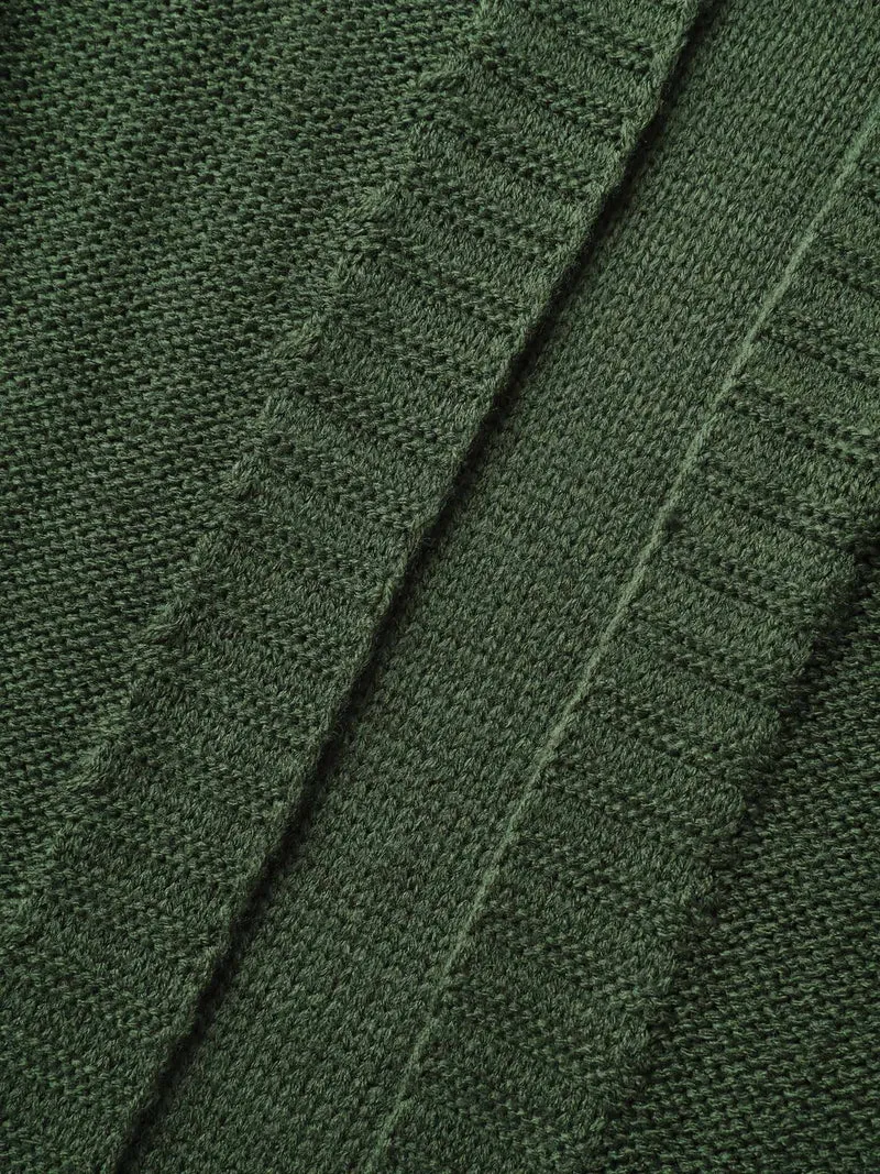 Textured Cut-Out Hooded Knit Cardigan