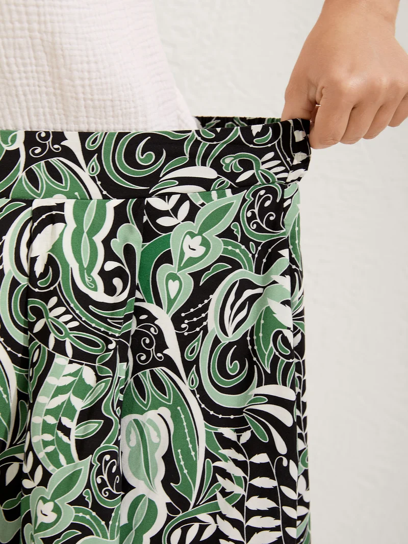Forest Print Flowy Midi Skirt