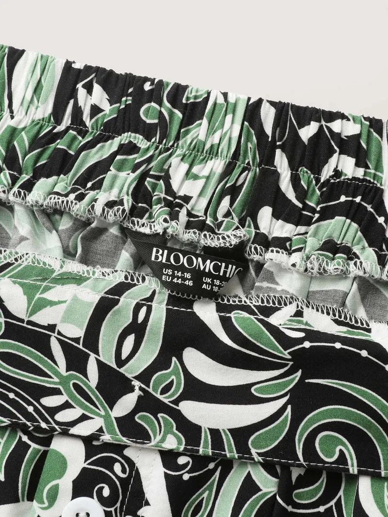 Forest Print Flowy Midi Skirt