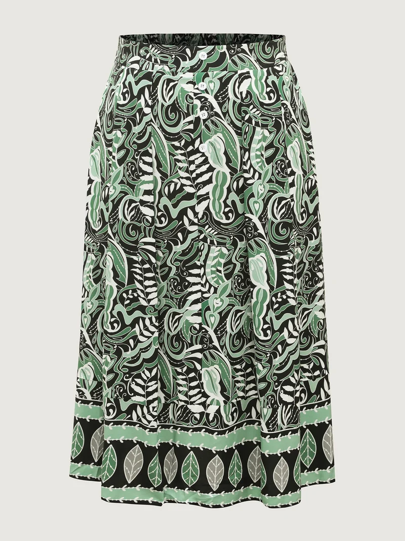 Forest Print Flowy Midi Skirt