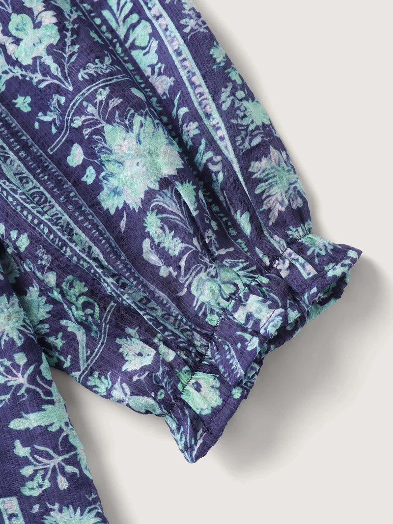 Chiffon Floral Collage Ruffled Blouse