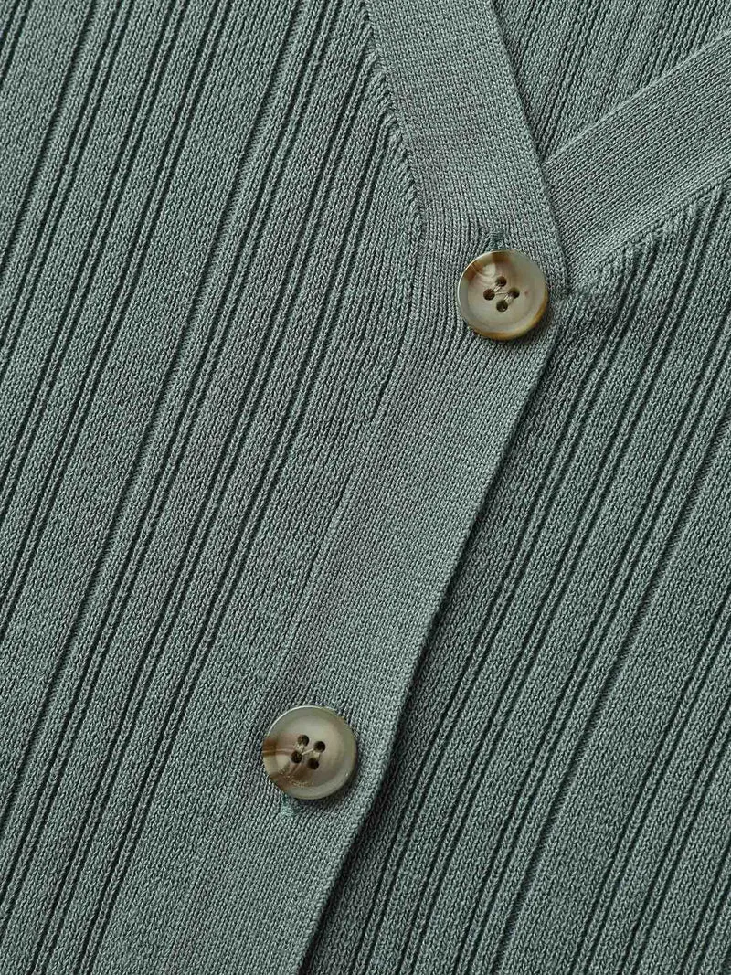 Textured Button Front Long-Sleeve Knit Cardigan