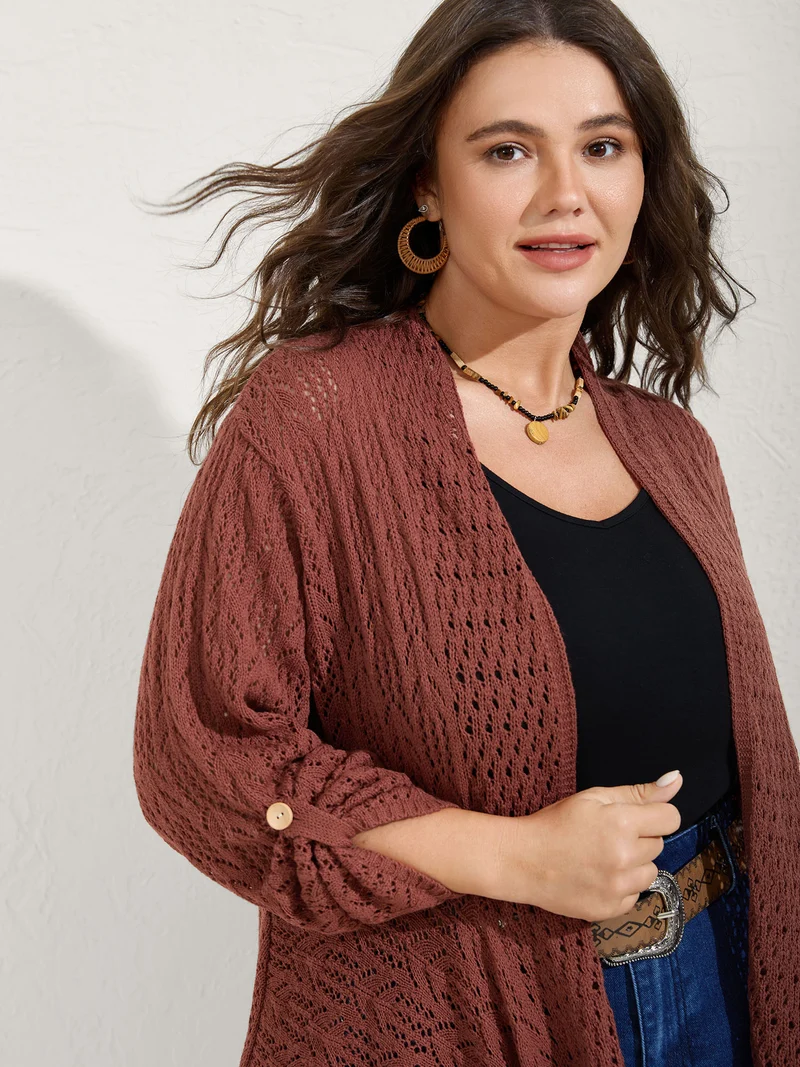 Textured Cut-Out Asymmetrical Lightweight Cardigan
