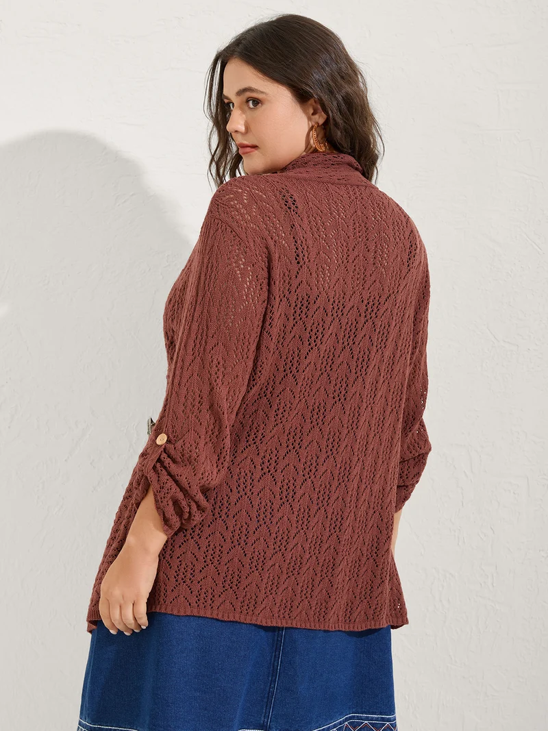 Textured Cut-Out Asymmetrical Lightweight Cardigan