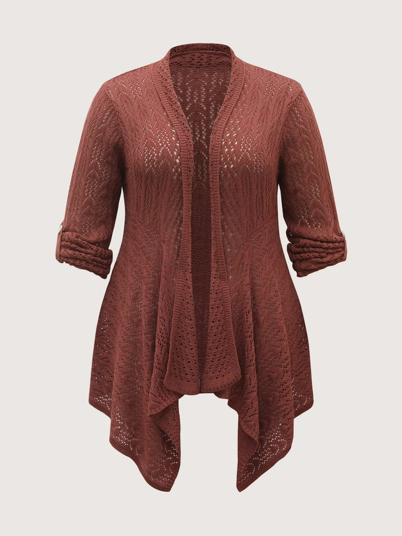 Textured Cut-Out Asymmetrical Lightweight Cardigan